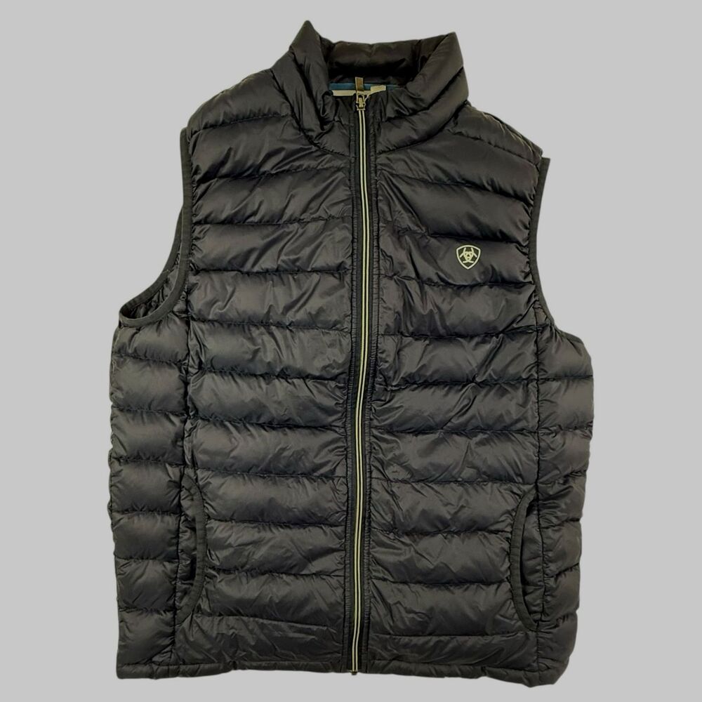 Ariat Ideal Down Puffer Vest Men Small Navy Blue Packable Travel Hiking Gorpcore